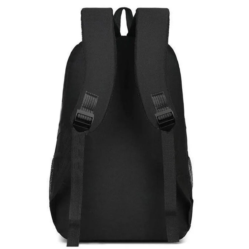 Sac à dos ordinateur en nylon noir à liseré rouge, poches gourde