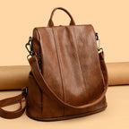 Sac à dos ordinateur cuir de mouton femme, bandoulière amovible