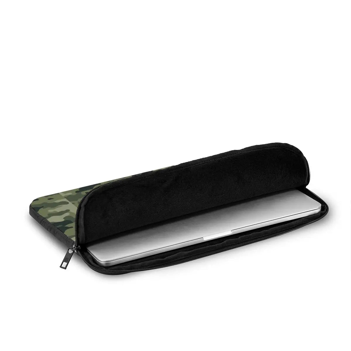 Housse ordinateur camouflage vert, mousse et doublure douce