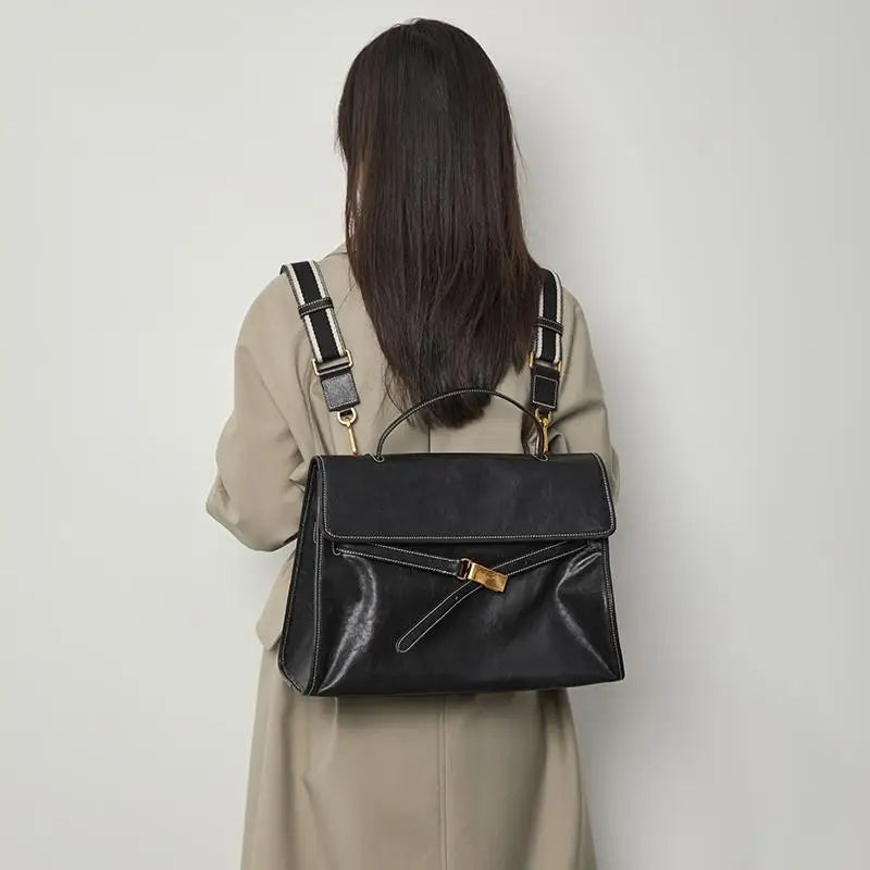 Sac à dos ordinateur femme convertible en simili cuir noir