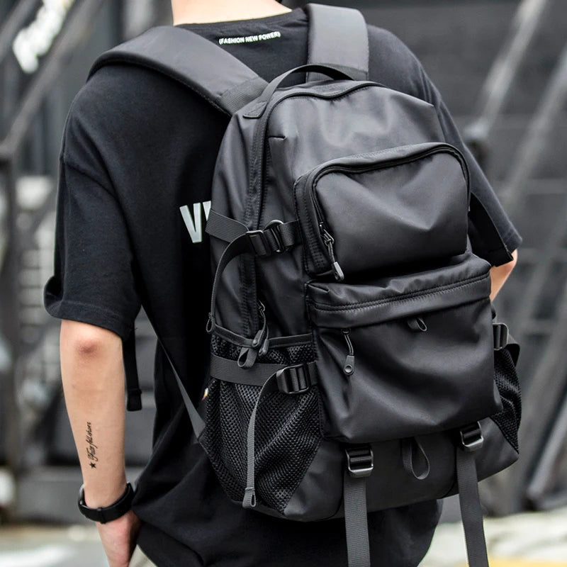 Sac à dos ordinateur homme en nylon noir, 15,6 ou 17 pouces