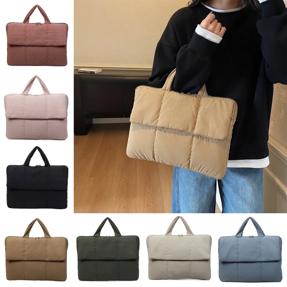 Pochette ordinateur 16 pouces matelassée, poignées et poche à rabat