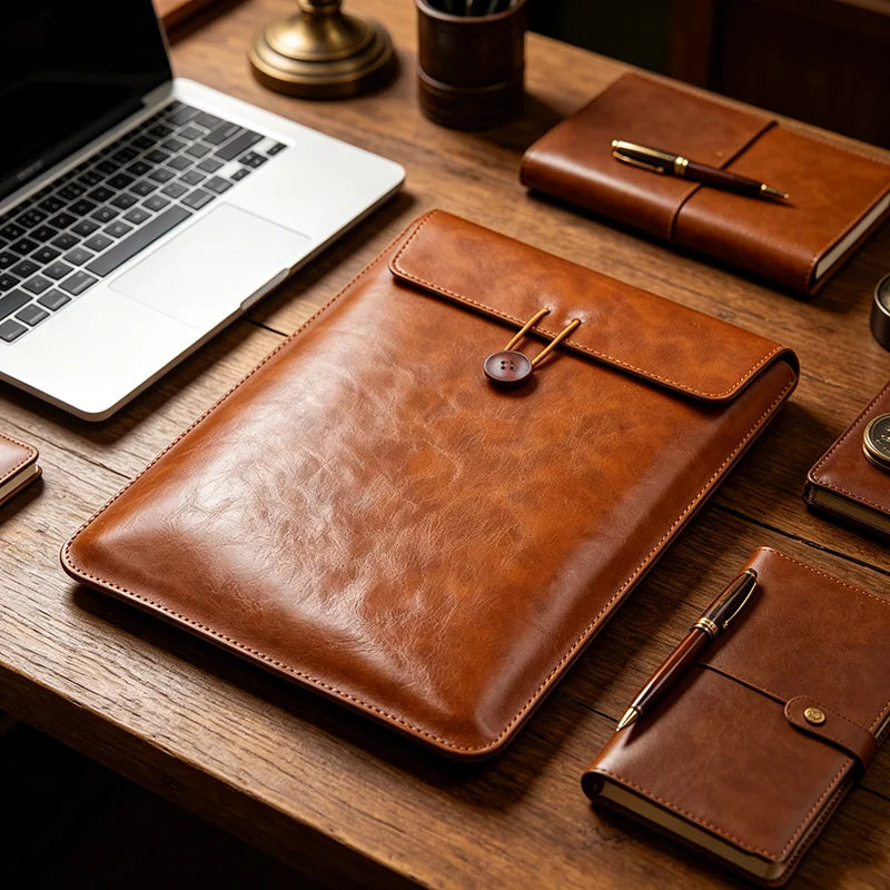 Une housse ordinateur enveloppe au charme rétro