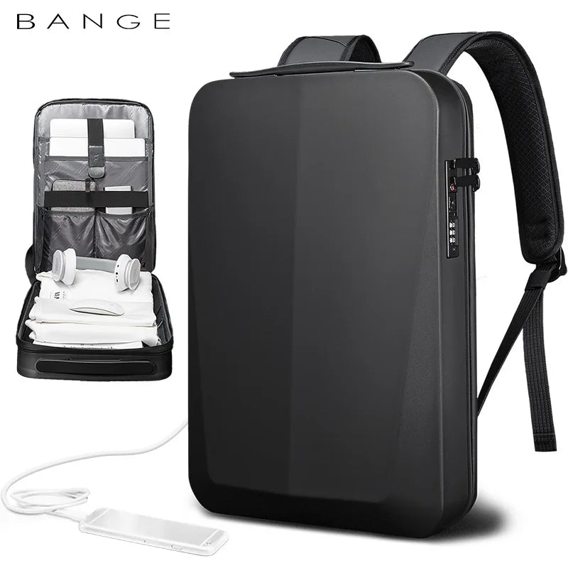 Sac à dos ordinateur USB à coque PVC 15,6 pouces, 45 x 30 x 8 cm