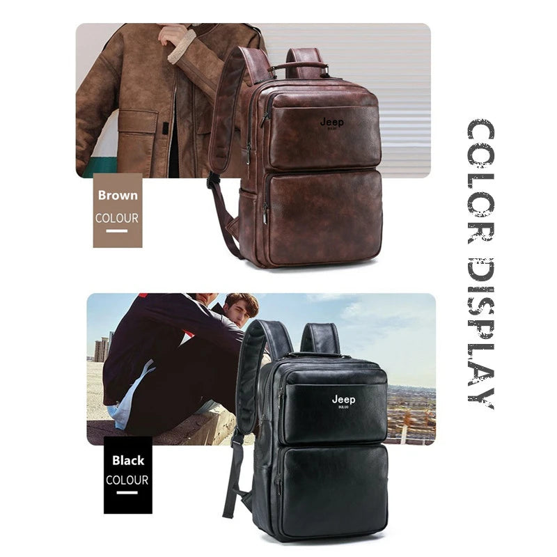 Sac à dos ordinateur homme en simili cuir vieilli, 14 pouces