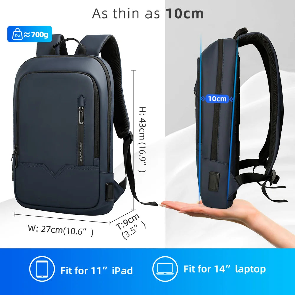 Sac à dos ordinateur extra-plat 9 cm, 14 ou 17 pouces, port USB