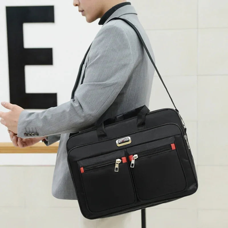 Sacoche ordinateur 15,6 pouces en nylon, double poche avant