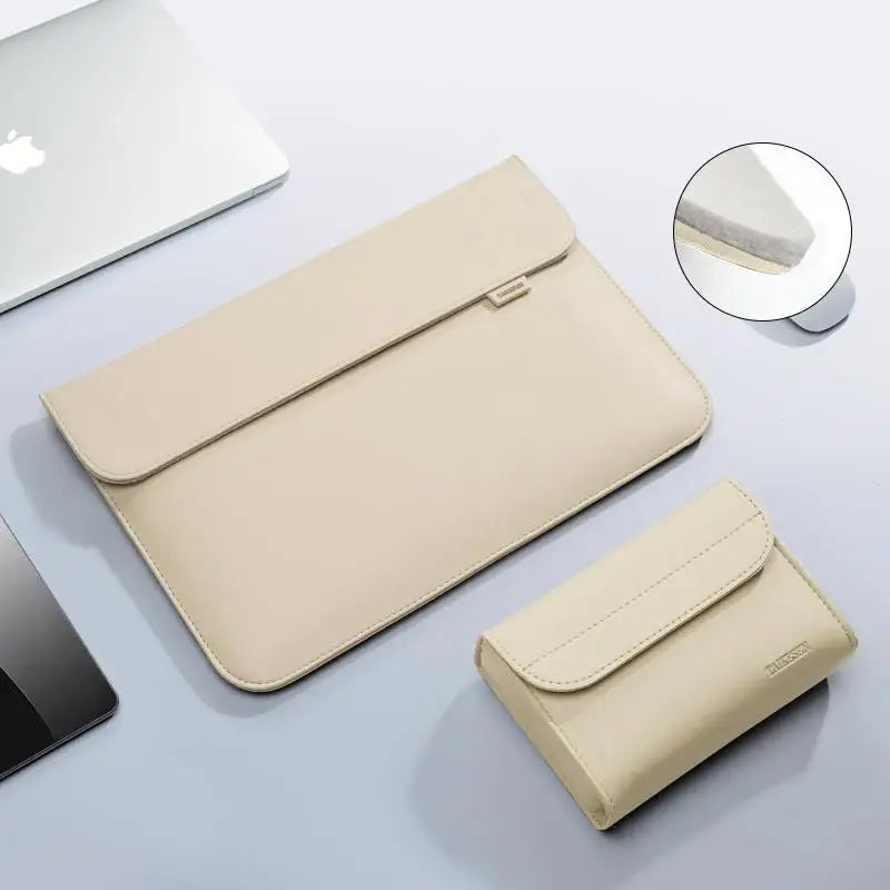 Pochette ordinateur chic simili cuir à rabat aimanté, 13 à 16 pouces