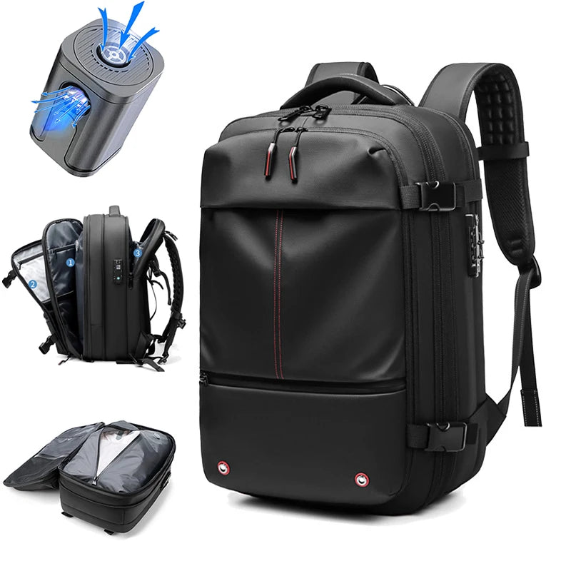 Sac à dos ordinateur 17 pouces compression sous vide, pompe en option