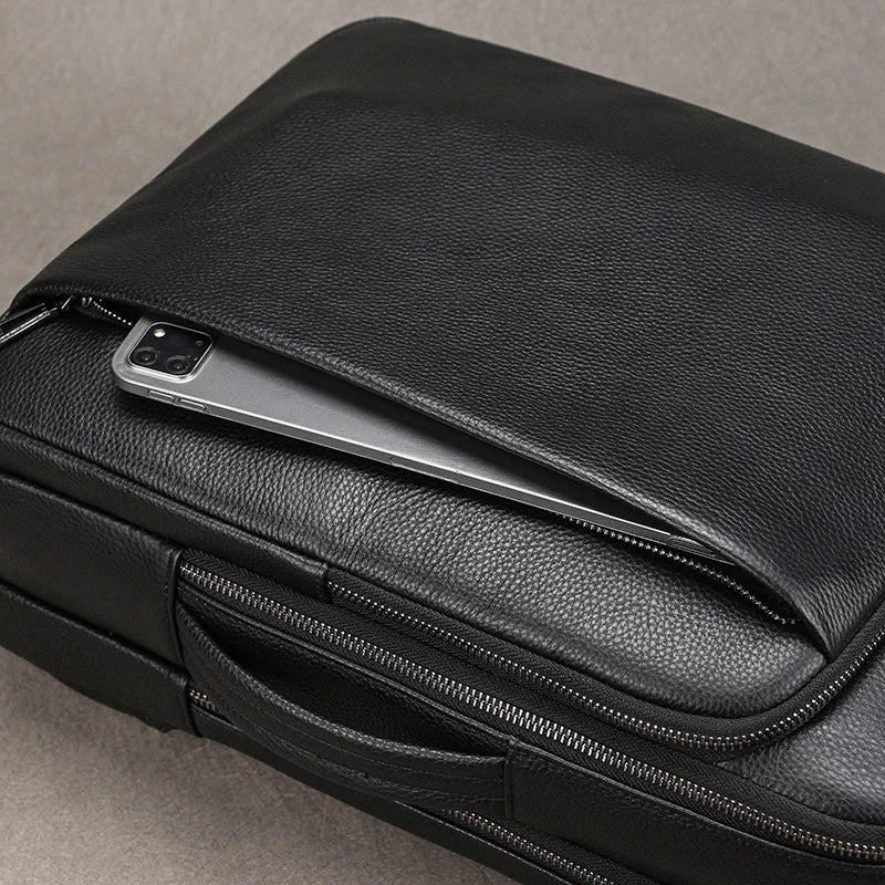 Sac à dos ordinateur cuir homme, deux compartiments zippés