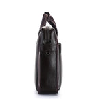 Sacoche ordinateur cuir homme grainé, poignées et bandoulière