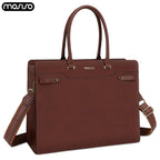 Sac ordinateur femme 15,6 pouces, cabas en simili cuir marron