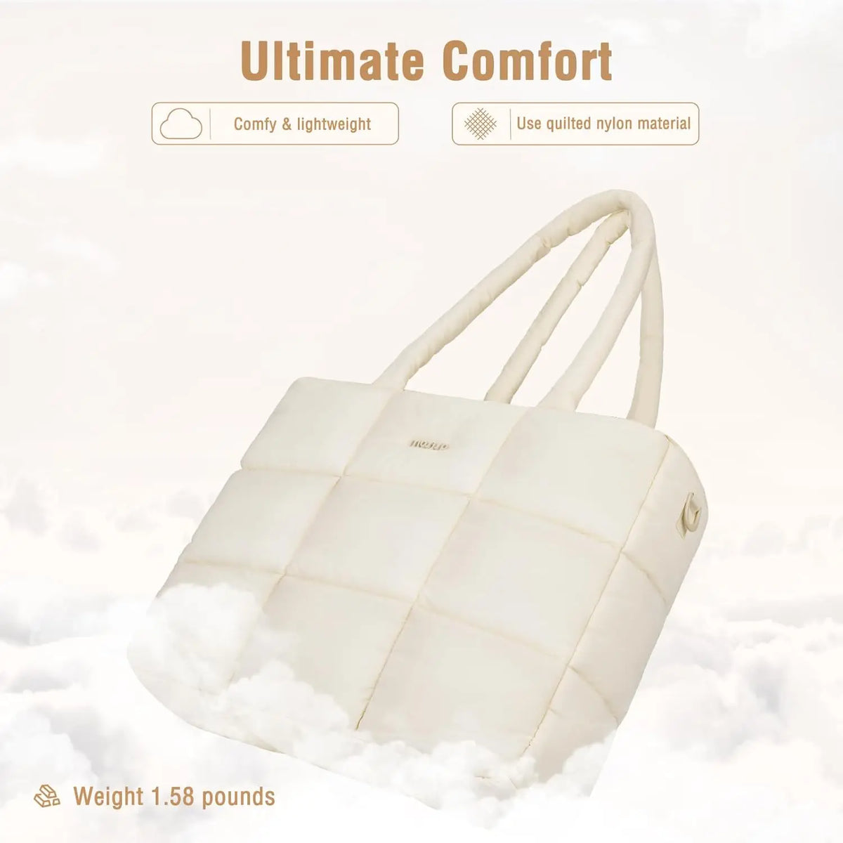 Sac ordinateur femme effet doudoune en nylon, passant trolley
