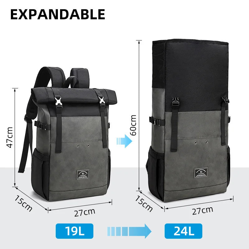 Sac à dos ordinateur homme 15,6 pouces à rabat enroulable extensible