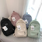 Sac à dos ordinateur en nylon, grand format et porte-clés ourson