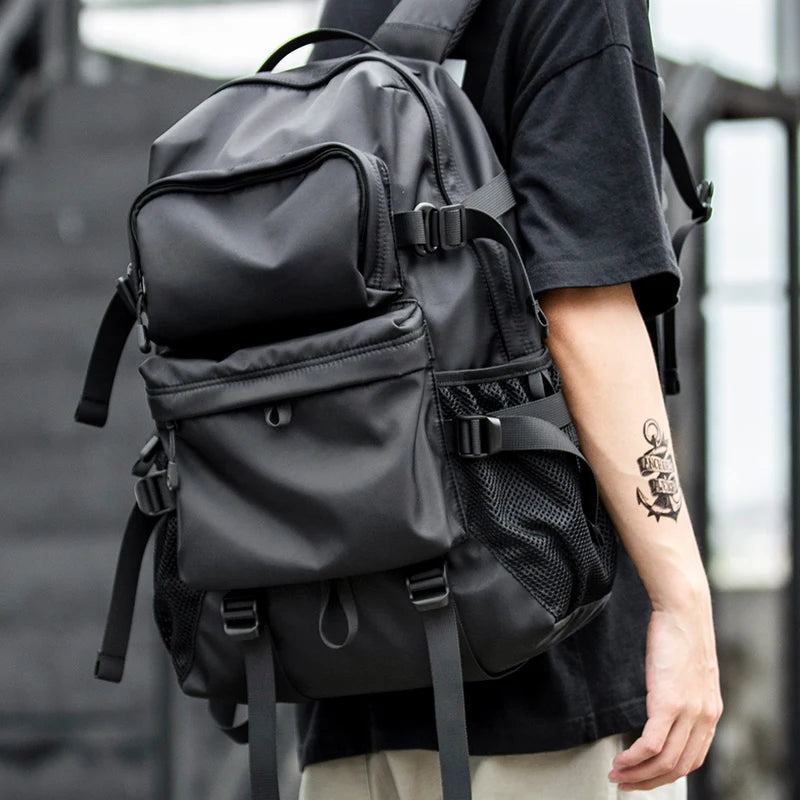 Sac à dos ordinateur homme en nylon noir, 15,6 ou 17 pouces