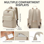Sac à dos ordinateur femme en nylon, poche avant et zips dorés