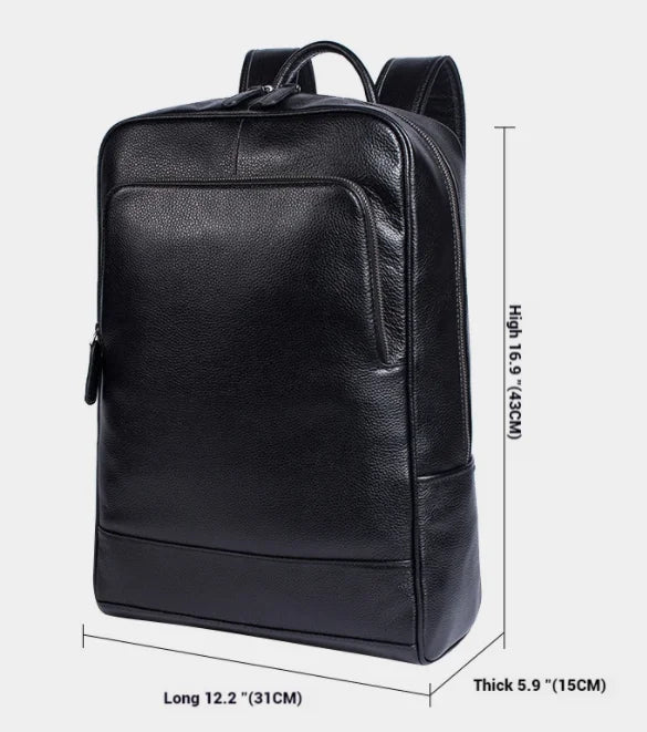 Sac à dos ordinateur cuir homme, noir grainé ou marron ciré