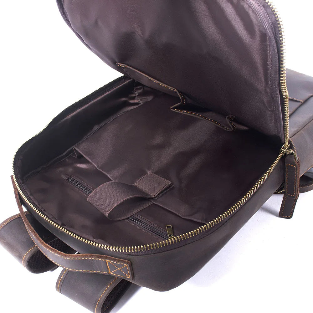 Sac à dos ordinateur cuir de vache 14 pouces, style rétro