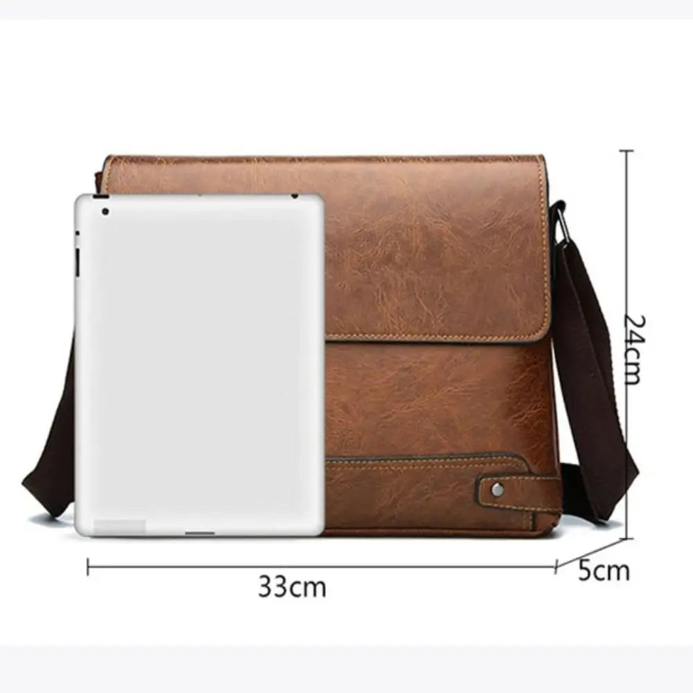 Sac ordinateur homme, besace à rabat 12 pouces effet cuir vieilli