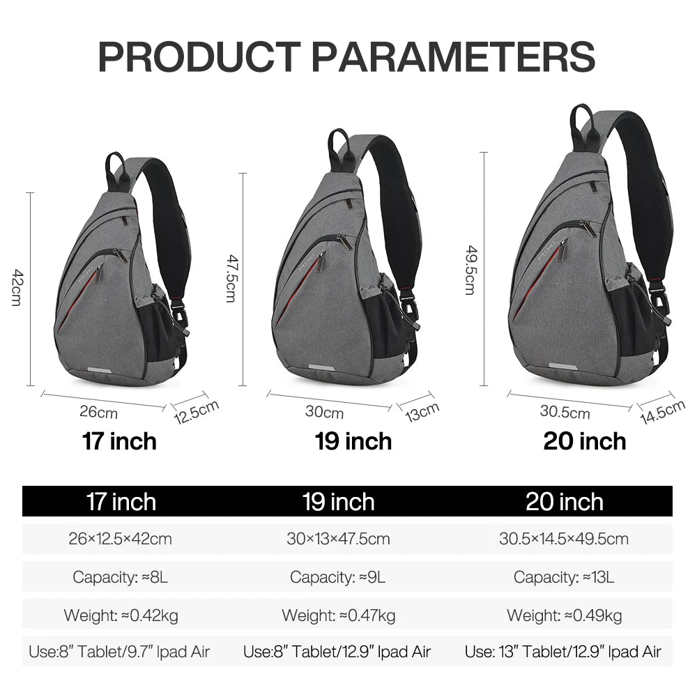Sac bandoulière ordinateur avec port USB, tablette jusqu'à 13 pouces