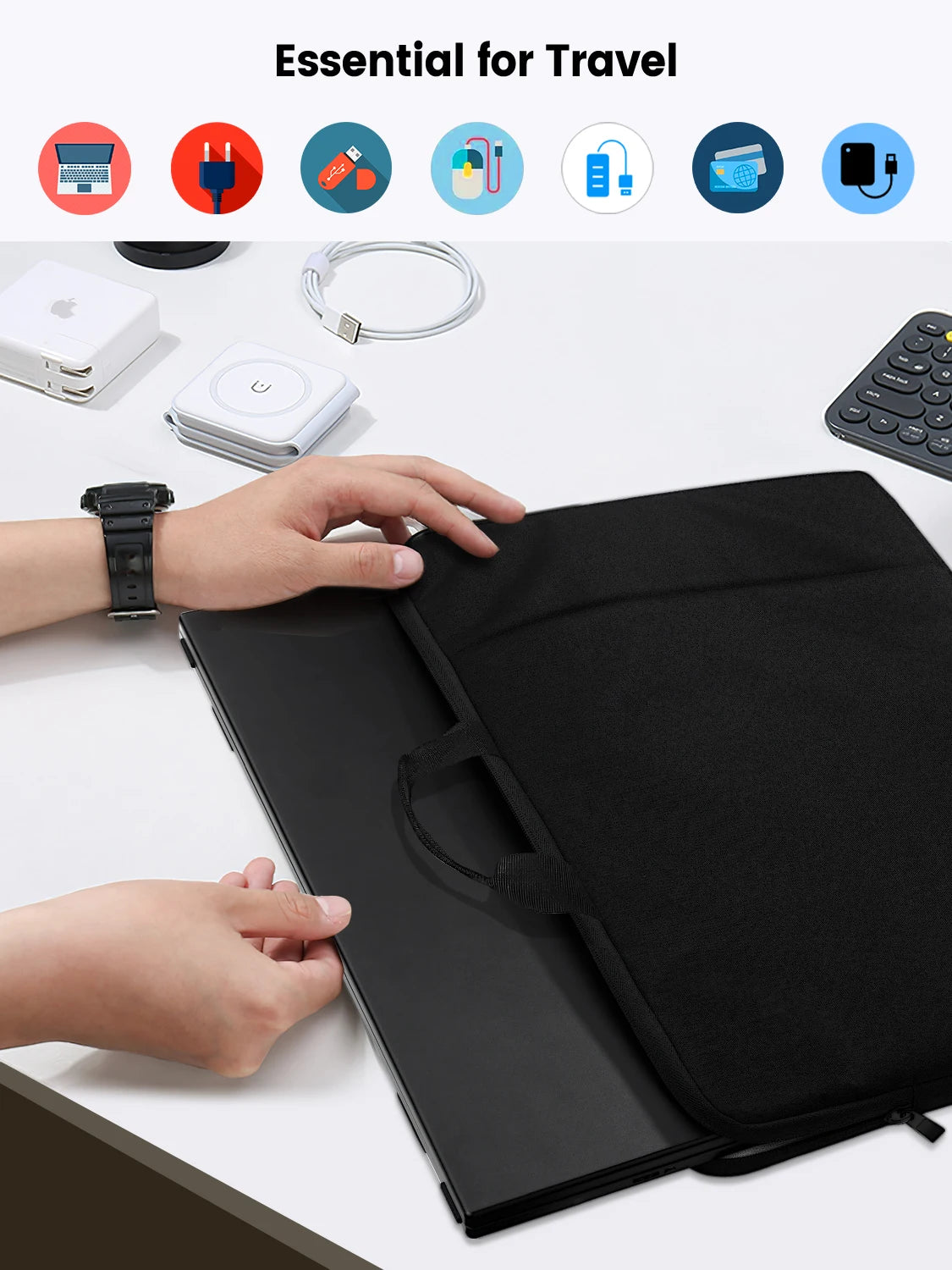Pochette ordinateur grand format pour écran portable 24 pouces