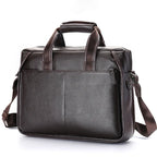 Sacoche ordinateur cuir homme grainé, poignées et bandoulière