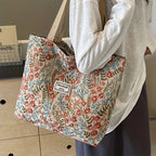 Sac ordinateur femme fleuri, cabas en jacquard ou velours côtelé