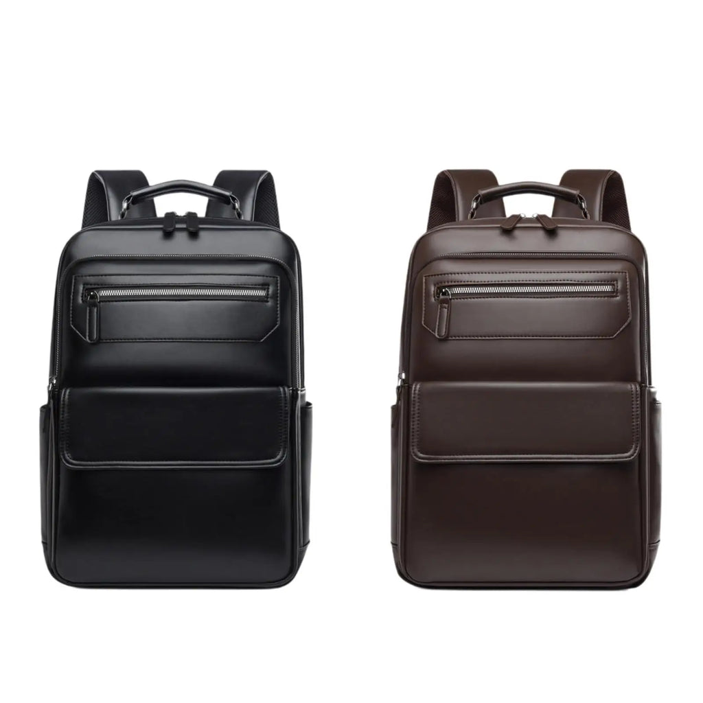 Sac à dos ordinateur 13 pouces en simili cuir lisse, zips métal