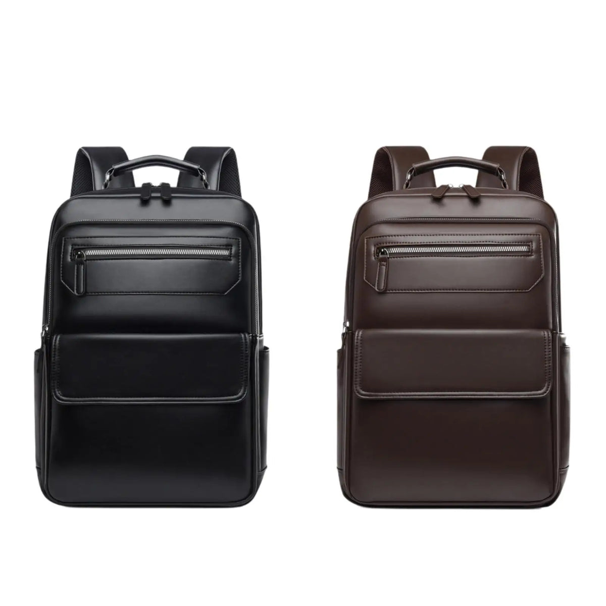 Sac à dos ordinateur 13 pouces en simili cuir lisse, zips métal