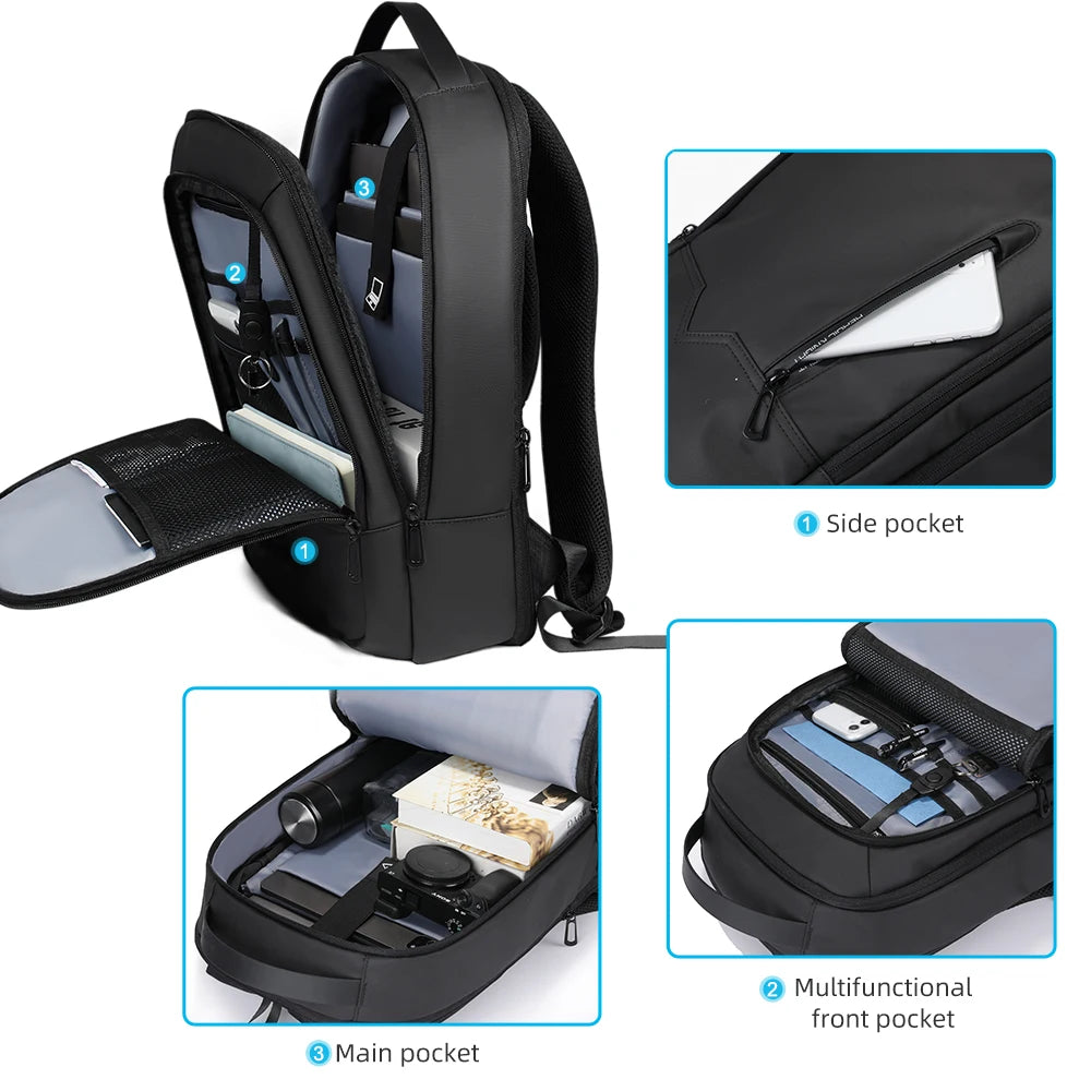 Sac à dos ordinateur 15,6 pouces fin et extensible, port USB