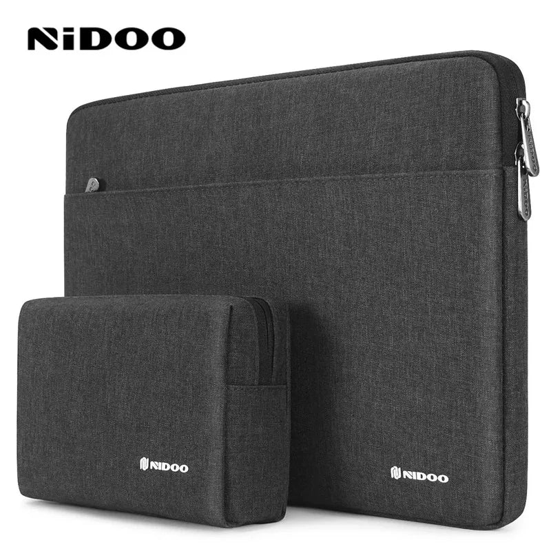 Housse ordinateur polyester déperlant et trousse accessoires assortie