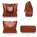 Sac ordinateur femme, cabas en simili cuir ciré à double anse