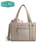 Sac ordinateur femme matelassé, bandoulière amovible et poche gourde