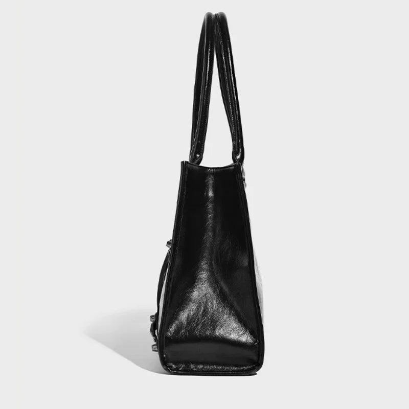 Sac ordinateur femme cabas en simili cuir froissé, 38 x 28 cm