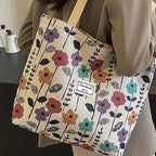 Sac ordinateur femme fleuri, cabas en jacquard ou velours côtelé