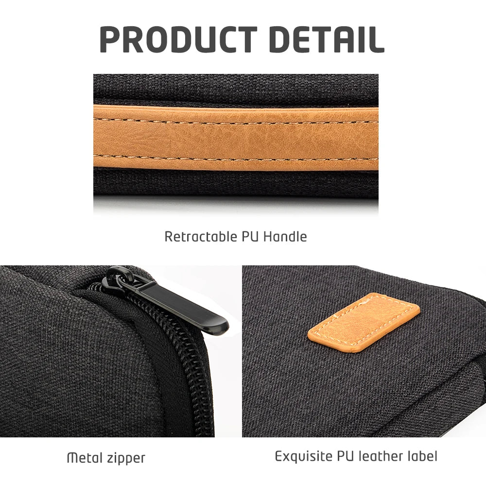Pochette ordinateur fine à poignée escamotable, trousse en option