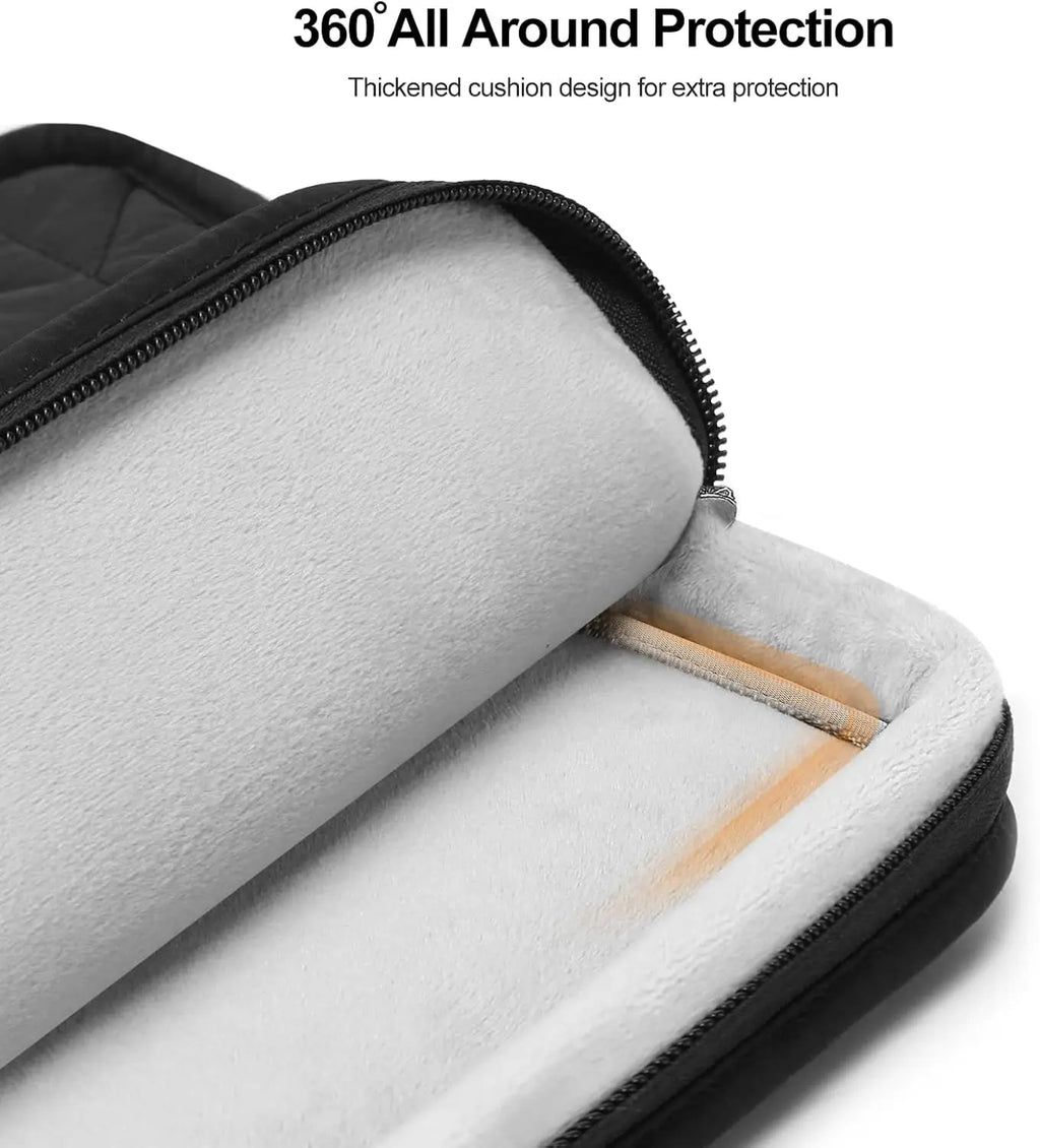 Pochette ordinateur noire matelassée en chevrons, 13 à 14 pouces