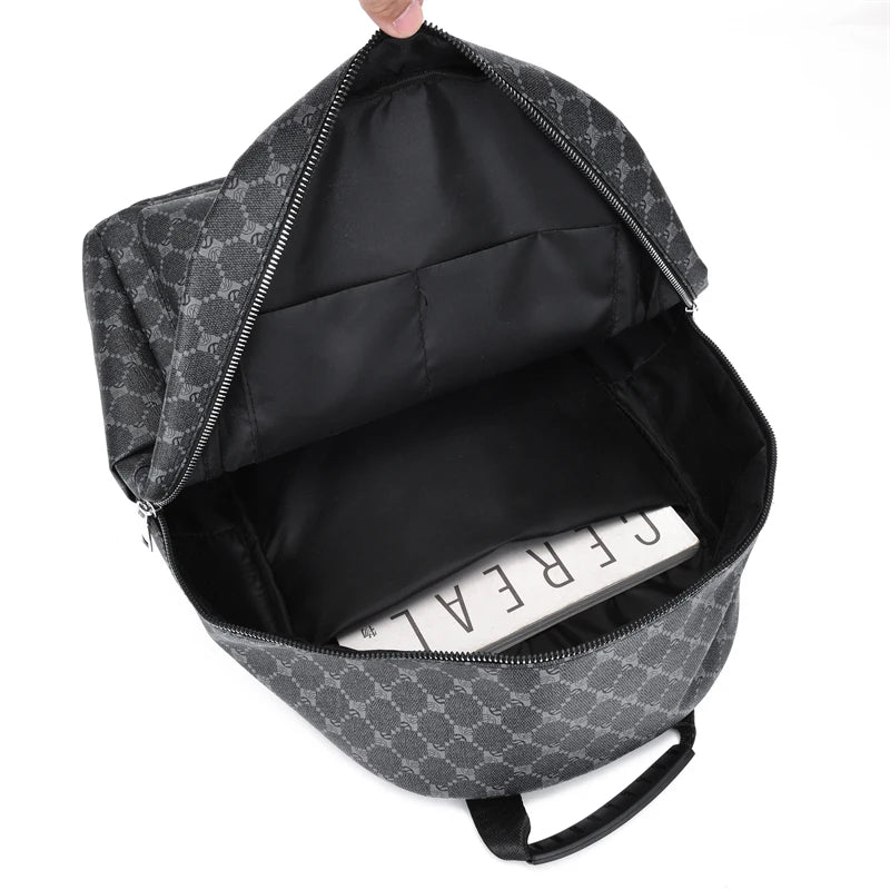 Sac à dos ordinateur 13 pouces en simili cuir à motif gris