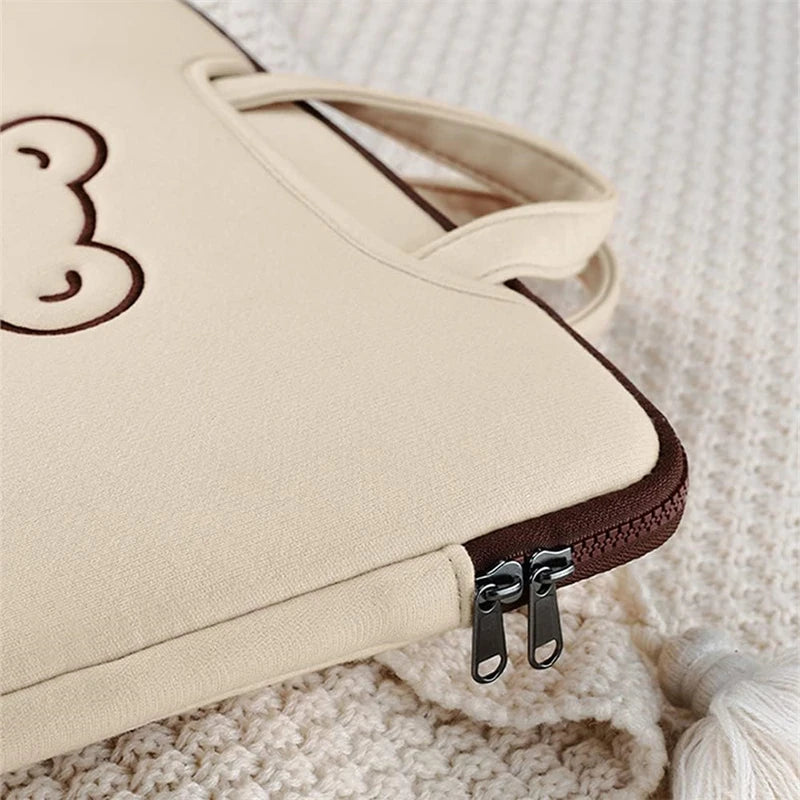 Pochette ordinateur à poignées motif ourson, 13 à 16 pouces