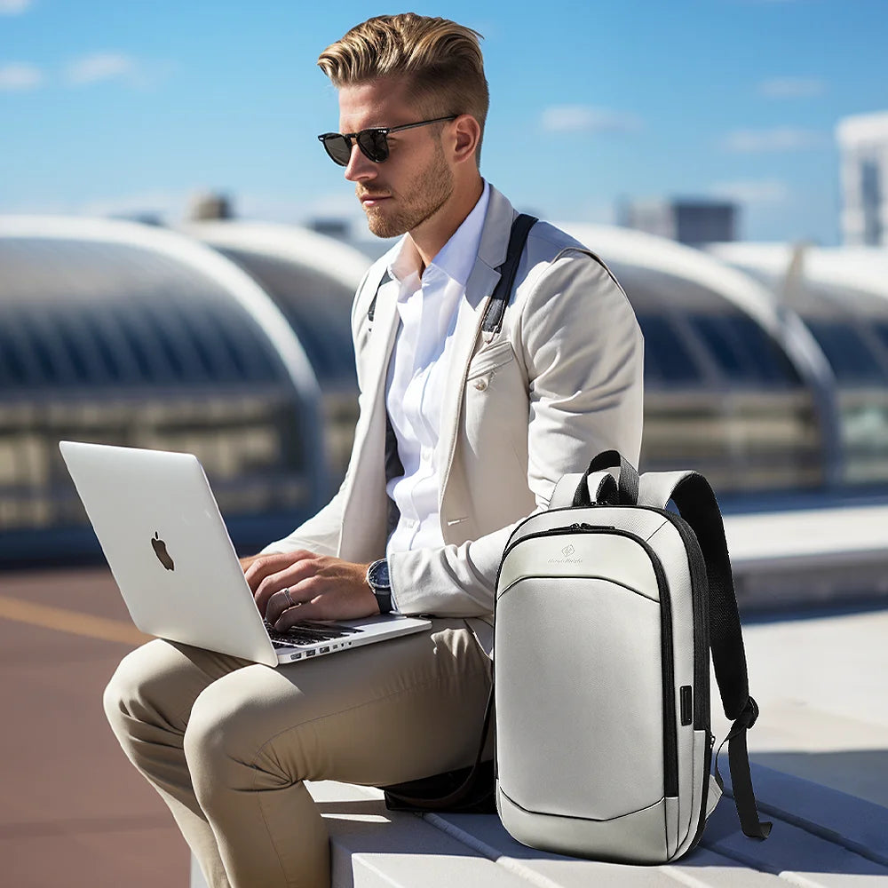 Sac à dos ordinateur homme 17,3 pouces extra-fin et extensible, USB