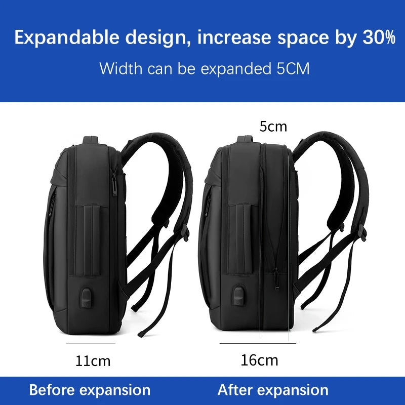 Sac à dos ordinateur extensible 17 pouces, soufflet de 5 cm et USB