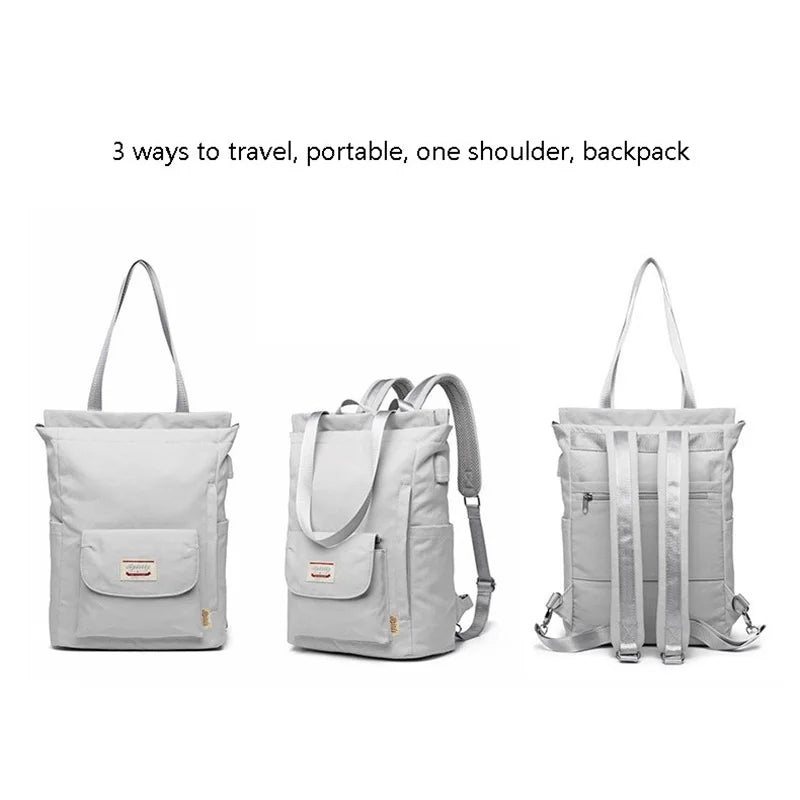 Sac à dos ordinateur femme 14 pouces convertible en cabas, port USB