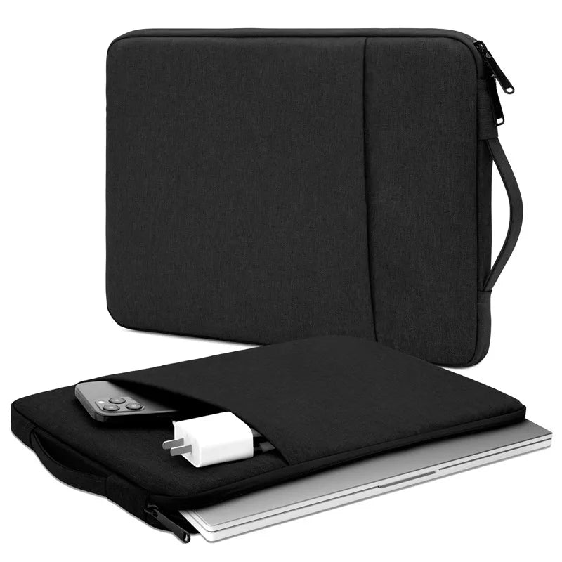 Pochette ordinateur fine en nylon, doublure peluche et poignée