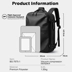 Sac à dos ordinateur 16 pouces antivol à compression sous vide