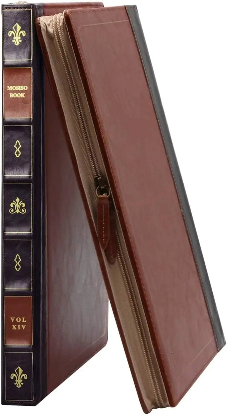 Housse ordinateur façon livre ancien, dos de reliure, 13 à 16 pouces