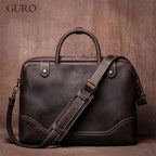 Sacoche ordinateur cuir homme 16 pouces en cuir ciré vintage