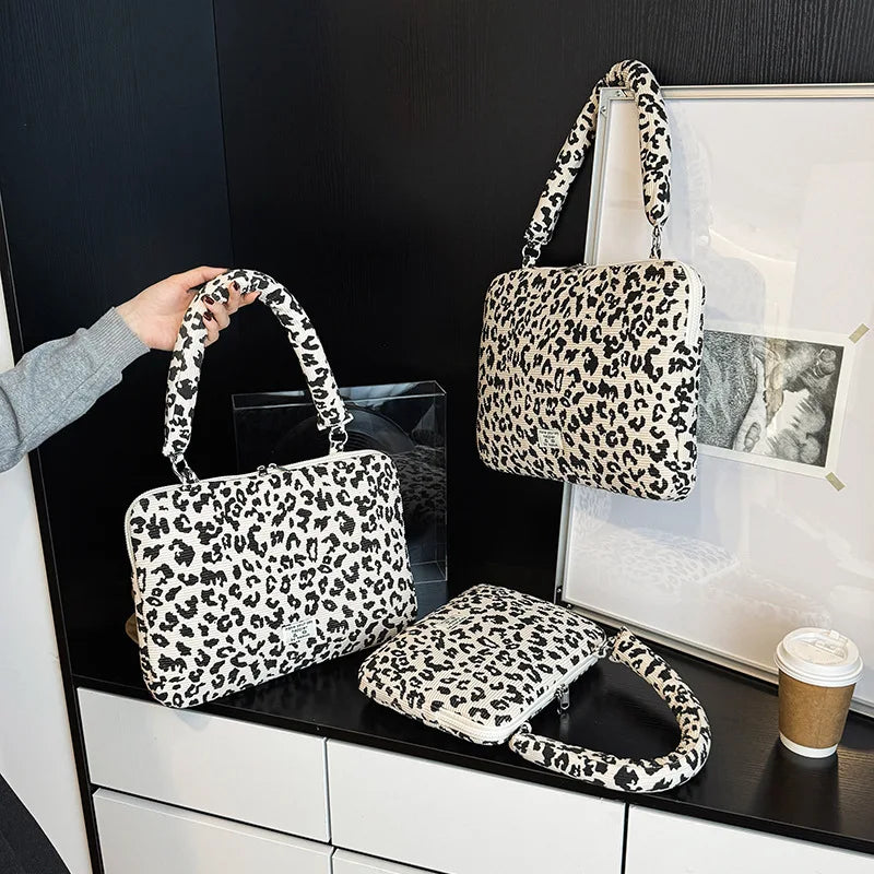 Pochette ordinateur femme léopard à anse, 11 à 15,6 pouces