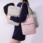 Sac ordinateur cabas vertical matelassé en toile, poche à rabat