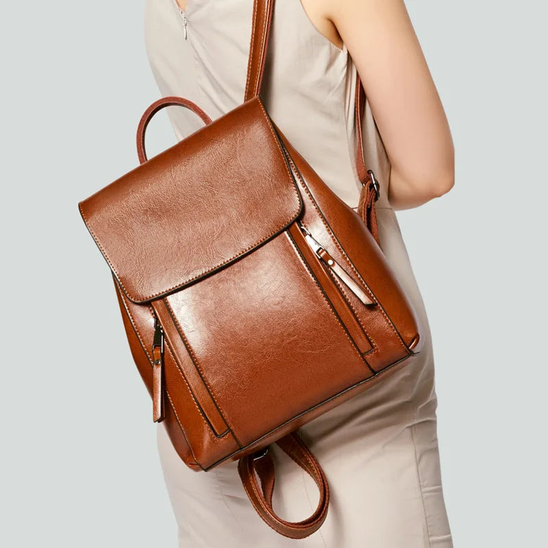 Sac à dos ordinateur cuir femme, convertible en sac porté épaule